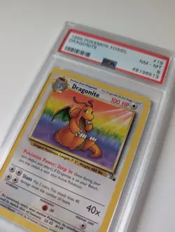 Pokemon TCG Fossil Dragonite Card 19/62 Non-Holo Rare PSA 8 NM-MINT - Image 2