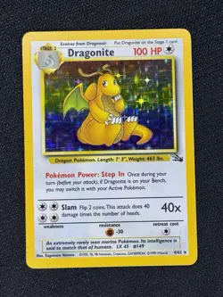 Pokemon TCG Dragonite Holo Rare Card 4/62 Fossil NM Condition - Image 1