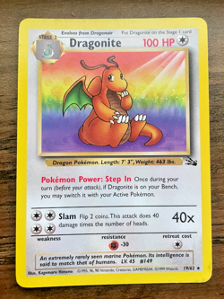 Pokemon TCG Dragonite Fossil 19/62 Non-Holo Rare WOTC 1999 VG/EXC Condition - Image 1