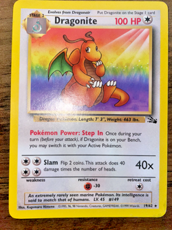 Pokemon TCG Dragonite Fossil 19/62 Non-Holo Rare WOTC 1999 VG/EXC Condition - Image 2
