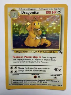 Pokemon TCG Dragonite Fossil 4/62 Rare Holo Card - Image 1
