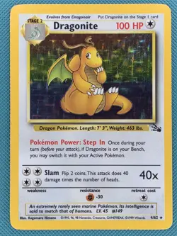 Pokemon TCG Dragonite 4/62 Fossil Holo Rare Card WOTC Vintage - Image 1