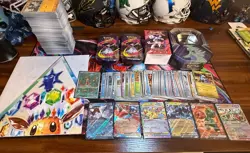 Pokemon Card Lot!! Over 300 Plus Cards, Poster, All Empty Tins And Box, SIR,EX - Image 1