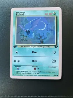 Pokemon TCG Zubat 1st Edition Team Rocket 70/82 1999 Discolored Or Sun Damaged - Image 1