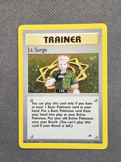 Lt. Surge Trainer 17/132 Holo Rare (2000) Gym Heroes WoTC TCG Pokemon Vintage LP - Image 1