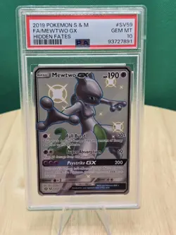 Pokemon 2019 Mewtwo GX - Hidden Fates - Full Art - PSA 10 SV59/SV94 - Image 1