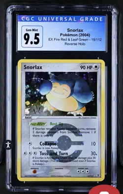 2004 Pokemon EX Fire Red & Leaf Green Snorlax Reverse Holo #15 CGC 10 Gem Mint - Image 1