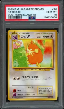 1999 Pokemon Japanese Southern Islands Promo Raticate 20 PSA 10 Gem Mint - Image 1