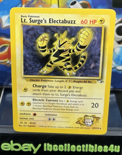 Lt. Surge's Electabuzz 27/132 MINT Rare Gym Heroes Non Holo Vintage Pokemon TCG - Image 1