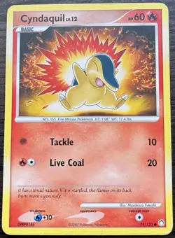 Cyndaquil 79/123 Pokemon TCG D&P Mysterious Treasures Common Heavy Play HP - Image 1