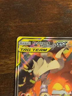 Pokemon Reshiram & Charizard GX TAG TEAM Black Star Promo SM201 Full Art LP - Image 2