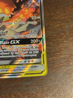 Pokemon Reshiram & Charizard GX TAG TEAM Black Star Promo SM201 Full Art LP - Image 4