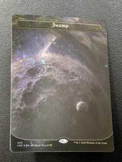 2022 MTG Unfinity #493 Swamp Borderless Galaxy FOIL x1 Pack Fresh Unplayed NM9+ - Image 1