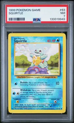1999 Pokemon Game #63 Squirtle PSA 7 - Image 1