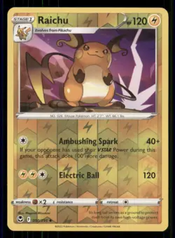 Raichu SWSH12: Silver Tempest #050/195 Uncommon Reverse Holo Pokemon LP - Image 1