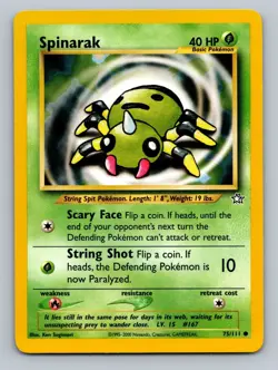 Spinarak 75/111 - Neo Genesis - Pokemon Trading LP-EXC BUY 2 CARDS GET 1 FREE!! - Image 1
