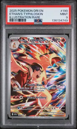 2025 POKEMON DRI EN-DESTINED RIVALS ILLUSTRATION RARE ETHAN'S TYPHLOSION PSA 9 - Image 1