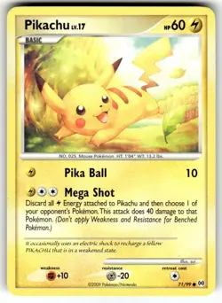 Pokemon Pikachu 71/99 Arceus Basic NM Common Regular English TCG Card - Image 1