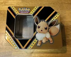 Pokemon TCG Trading Card Game Eevee V Powers Metal Tin Box Empty No Cards 2020 - Image 1