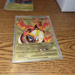 Pokemon Charizard DX 52/100 Gold Metal Pokemon Card Max Wildfire HP500 NM - Image 1