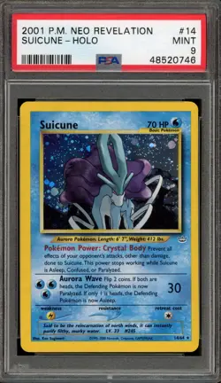 Pokemon Suicune Neo Revelation Unlimited Holo Rare #14 PSA 9 Mint - Image 1