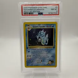 2000 Pokemon Gym Challenge #5 Giovanni's Gyarados Holo 1st Edition PSA 8 - Image 1