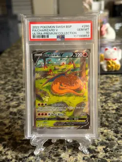 2022 POKEMON SWSH BLACK STAR PROMO #260 FULL ART/CHARIZARD V PSA 10 - Image 1