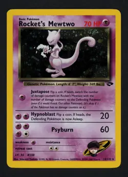 Rocket's Mewtwo 14/132 Gym Challenge Unlimited Holofoil Holo Rare Pokemon TCG - Image 1
