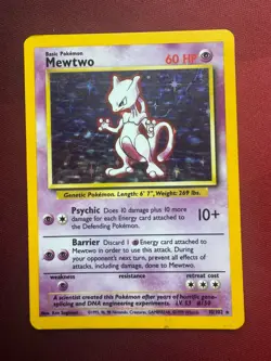 MEWTWO 10/102 Base Set Unlimited HOLO rare Pokemon TCG card MP - Image 1