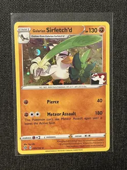 Pokemon Galarian Sirfetch'd Cosmo Holo 095/192 Prize Play Promo Exclusive! - Image 1