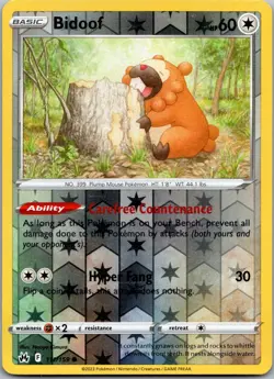 Bidoof 111/159 - Crown Zenith Pokemon TCG NM Reverse Holo - Image 1
