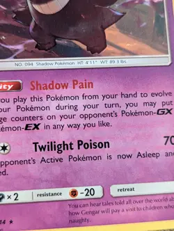 Pokemon Gengar 70/214 Ghost Print Error SM Unbroken Bonds Non-Holo Pokemon - Image 3