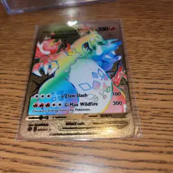 Charizard VMAX Rainbow Pokemon Gold Metal Card Collectible Gift Display - Image 1