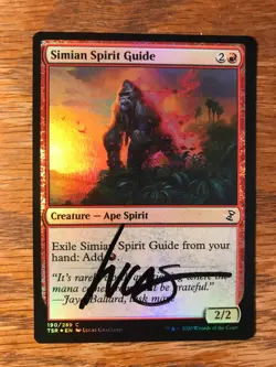 Magic the Gathering MTG foil Simian Spirit Guide Time Spiral Remastered signed - Image 2