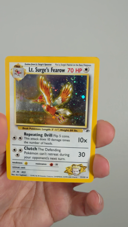 Pokemon TCG Lt. Surge's Fearow Holo Rare Card 7/132 Gym Heroes Series MP - swirl - Image 2