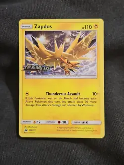 Zapdos SM159 Holo Rare, SM Team Up Prerelease Promo Stamped, Pokemon Card - Image 1