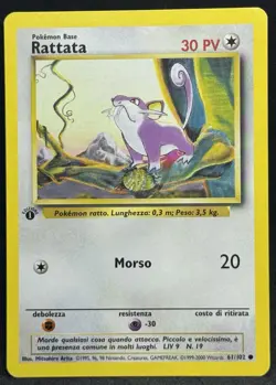 POKEMON~RATTATA~61/102~COMUNE~SET BASE~1A EDIZIONE~ITALIANO~NM- - Image 1