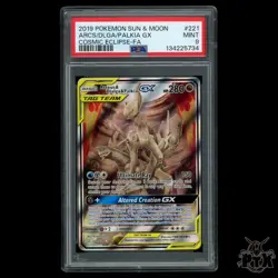 Arceus & Dialga & Palkia GX #221/236 PSA 9 Cosmic Eclipse Pokemon - Image 1