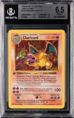 1999 Pokemon 1st Edition Shadowless Charizard Base Set Holo Rare #4 BGS 6.5 - Image 1