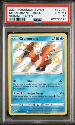 2021 POKEMON SWORD & SHIELD SHINING FATES #SV030 CRAMORANT-HOLO PSA 10 - Image 1