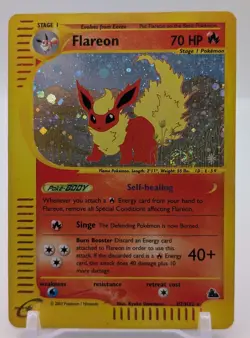 SWIRL 2003 Pokemon Skyridge Flareon Holo Foil H7/H32 WOTC E-Reader Series - Image 1