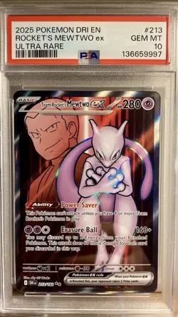 ROCKET’S MEWTWO EX 213/182 Ultra Rare Destined Rivals 2025 PSA 10 GEM MINT - Image 1