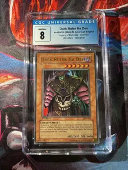 Yugioh Dark Ruler Ha Des LOD-001 1st Edition Cgc 8 NM-MINT - Image 1