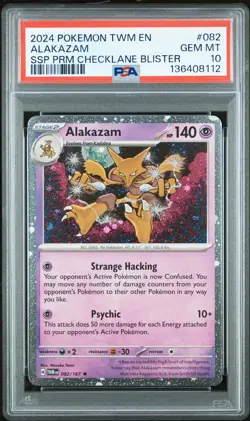 2024 POKEMON TWM EN-TWILIGHT MASQUERADE #082 ALAKAZAM PSA 10 - Image 1