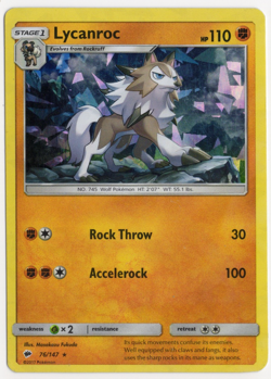 Lycanroc Cracked Ice Holo 76/147 Pokemon Card - Image 1