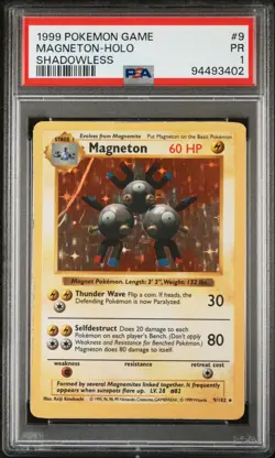 1999 POKEMON BASE SET SHADOWLESS #9 MAGNETON-HOLO PSA 1 - Image 1