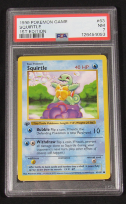 1999 Pokemon Game SQUIRTLE 1st Edition 63/102 PSA 7 NM - Image 1