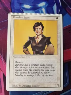 Benalish hero (Revised Edition) NM *ERROR* crimped top edge MTG - Image 1