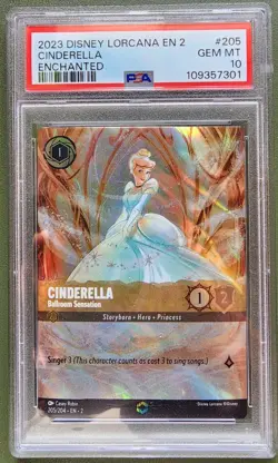 2023 Disney Lorcana Cinderella Ballroom Sensation Enchanted #205/204 PSA 10 - Image 1