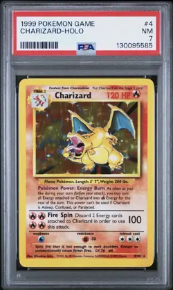 1999 Pokemon CHARIZARD Base Set HOLO Unlimited 4/102 PSA 7 - Holo Bleed! - Image 2